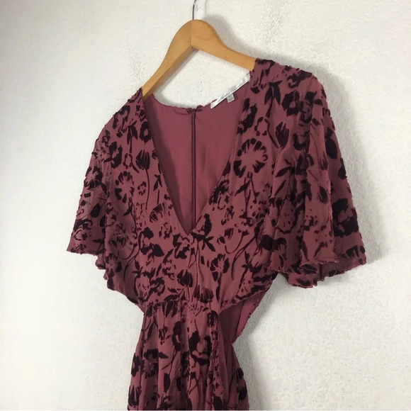 Lovers + Friends Tatum Maeve Pink Velvet Burnout Cut Out Maxi Dress Medium - Picture 7 of 15